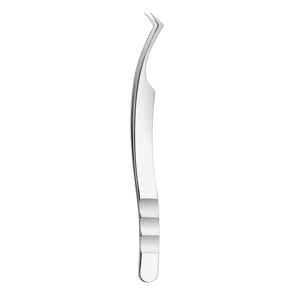 Stainless Steel Eyelash Tweezers with Curved Tip, Non-Slip