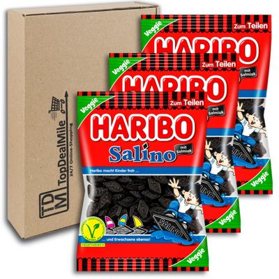 TopDealMile Haribo Salino Vegetarian Multipack, 3 x 175 g, Spicy Salmiak Licorice Diamonds