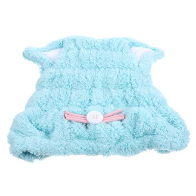 Blue Polyester Cat-Ear Hair-Drying Cap for Home