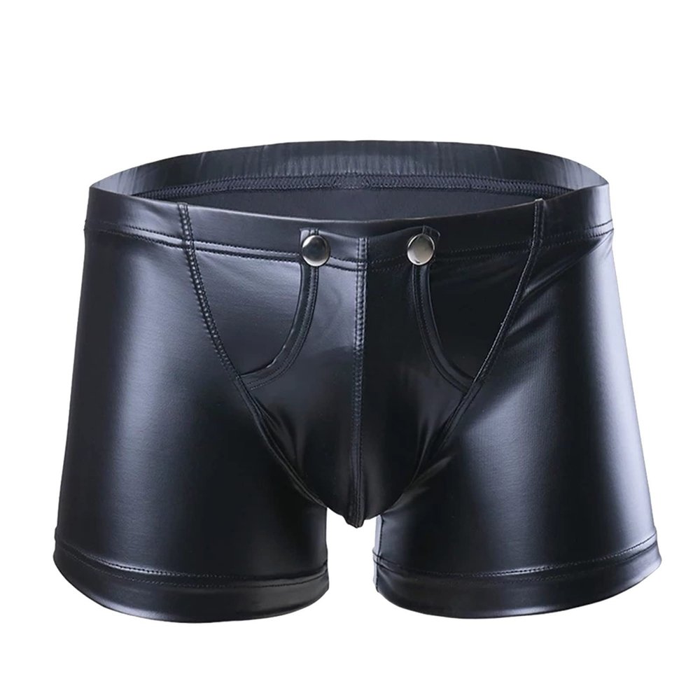 Gefomuofe Men's Wetlook Shorts, Latex-Look Trunks