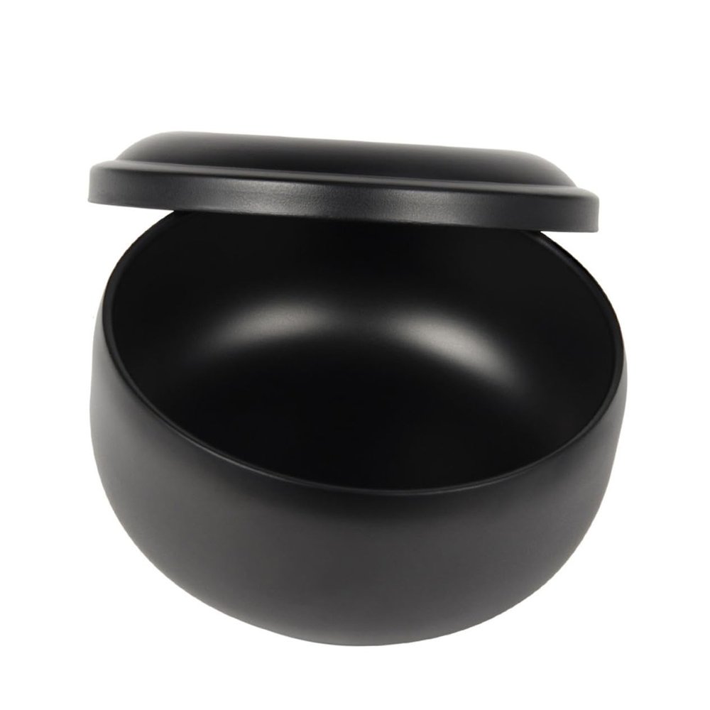 ELAYARD Black Stainless Steel Shaving Bowl with Lid