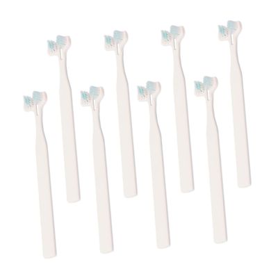 COLLBATH Practical Pet Toothbrush with Soft Nylon Bristles and Dual Brush Head - 8 Pack