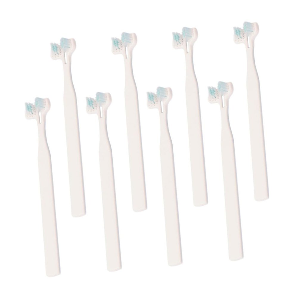 COLLBATH Practical Pet Toothbrush with Soft Nylon Bristles and Dual Brush Head - 8 Pack