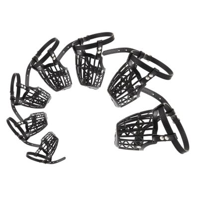 LOORGVEL Dog Muzzle, 7-Piece Set, Breathable Plastic Basket with Adjustable PU Leather Strap for Large Dogs