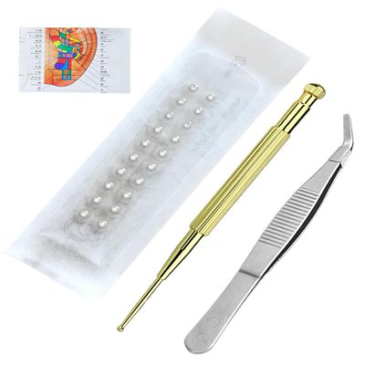 Ear Seed Acupuncture Kit with Crystal Beads, White Diamonds, 20 Pieces