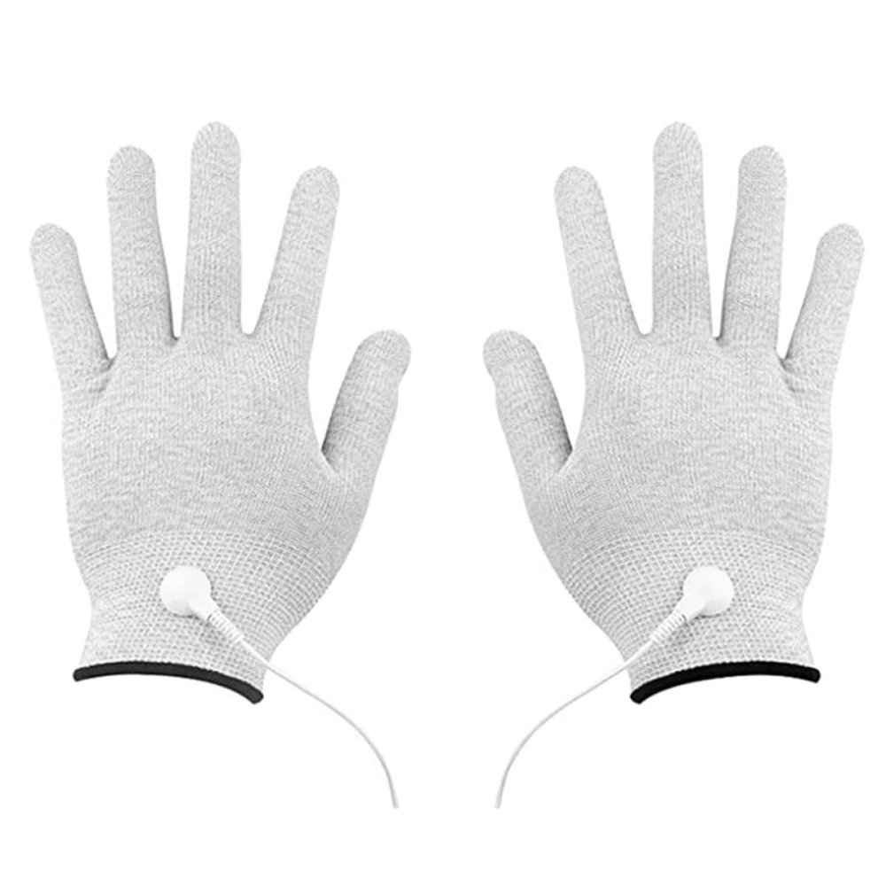Electrode Gloves, Conductive, 1 Pair, White, Silver Fiber/PE