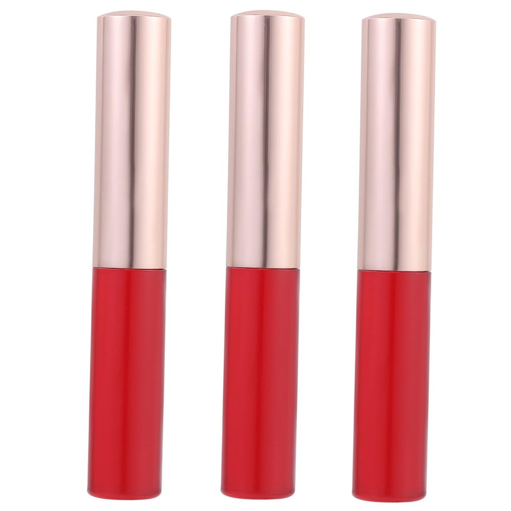 3-Piece Portable Silicone Lip Brush Set with Caps, Red