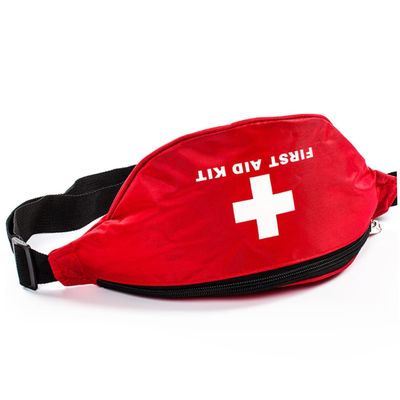 Red Nylon First-Aid Waist Bag with Belt for Water Activities