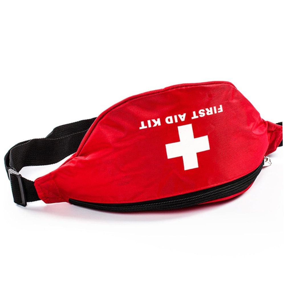 Red Nylon First-Aid Waist Bag with Belt for Water Activities