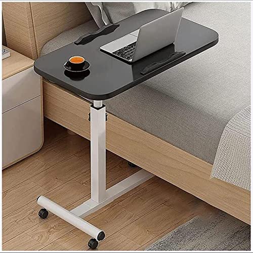 Height-Adjustable Overbed Table with Lockable Casters and Tilting Desk