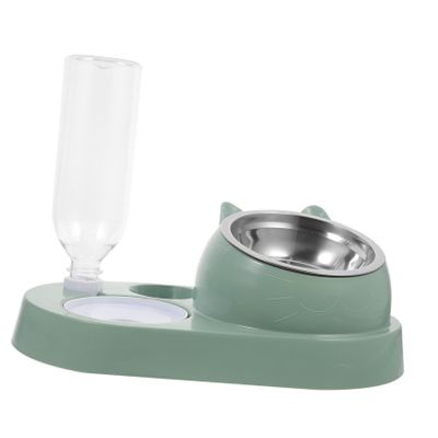 ERINGOGO Automatic Pet Water Bowl and Feeder, Plastic and Metal, Leak-Resistant Design, Unique Green Style