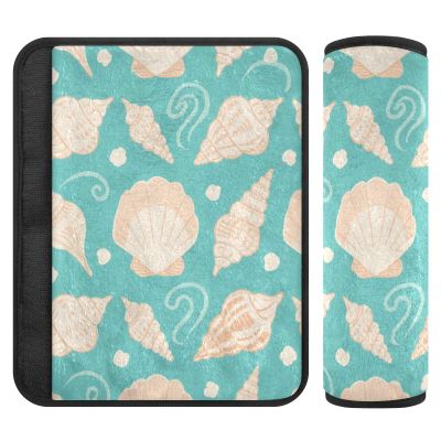 Nexawaveo Car Seat Belt Covers, Cute Shells, Turquoise, Soft Flannel Shoulder Pads for Infant Car Seats, Strollers, and Backpacks