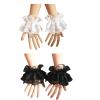 Easy-Care Stretch Lace Wrist Cuffs, Soft and Lightweight, White/Black view 1