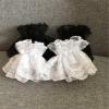 Easy-Care Stretch Lace Wrist Cuffs, Soft and Lightweight, White/Black view 3