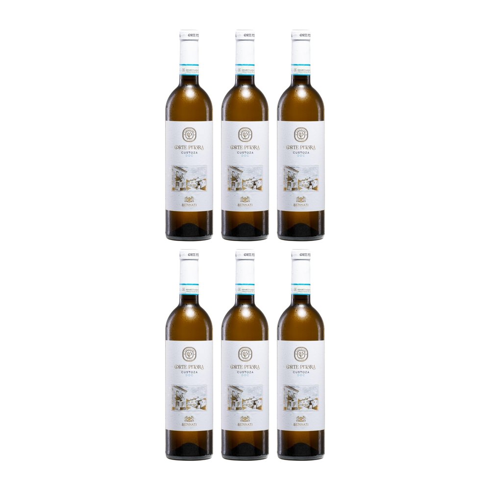 Casa Vinicola Bennati Corte Pitora Custoza Dry White Wine, Italy, with FeinWert E-Book (6 x 0.75 L)