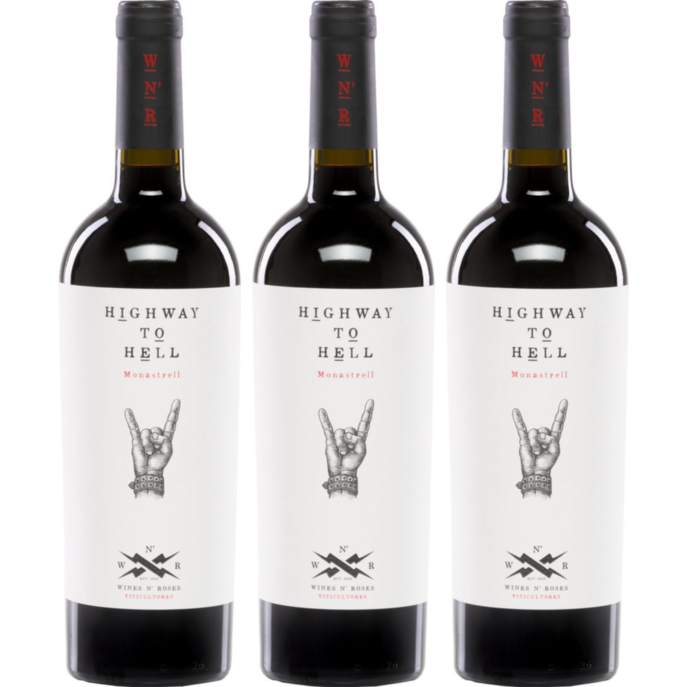 Wines N' Roses Viticultores Highway To Hell Tinto Red Wine, Dry, Organic, Vegan, Spain, incl. FeinWert E-Book (3 x 0.75 L)