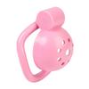 Men's Flat Pink Chastity Cage with Urethral Plug and 5 Rings view 2