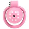 Men's Flat Pink Chastity Cage with Urethral Plug and 5 Rings view 4