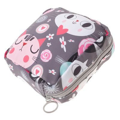 VALICLUD Lightweight Polyester Period Pouch with Zipper, Compact Sanitary Pad Bag with Cartoon Pattern