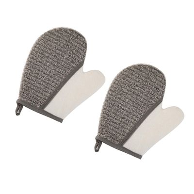 FRCOLOR 2-Piece Flax Exfoliating Gloves, Two-Sided Deep Cleaning for Showers