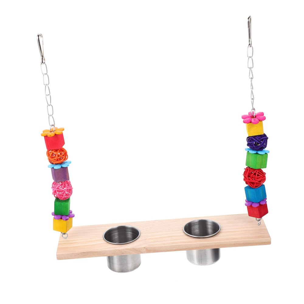 LOLIPPYY Parrot Perch with Bird Swing Toy and Removable Feeders