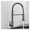 Matte Black Kitchen Faucet with Pull-Out Sprayer, 360° Rotation, Hot and Cold Water, Deck Mount, Gunmetal Gray Finish view 2