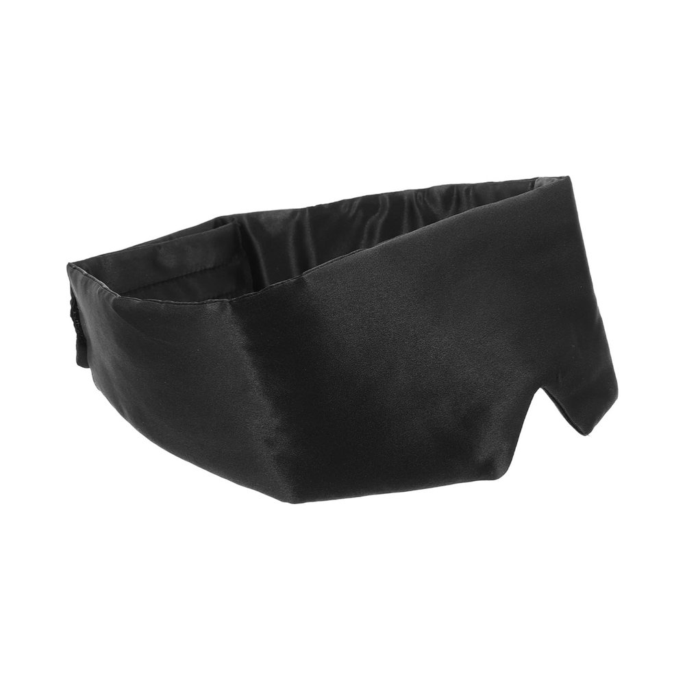 Black Polyester and Artificial Silk Sleep Mask with Light Protection