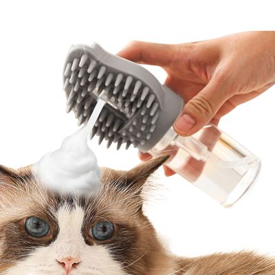 Pet Bath Brush with Soap Dispenser and Massage Comb