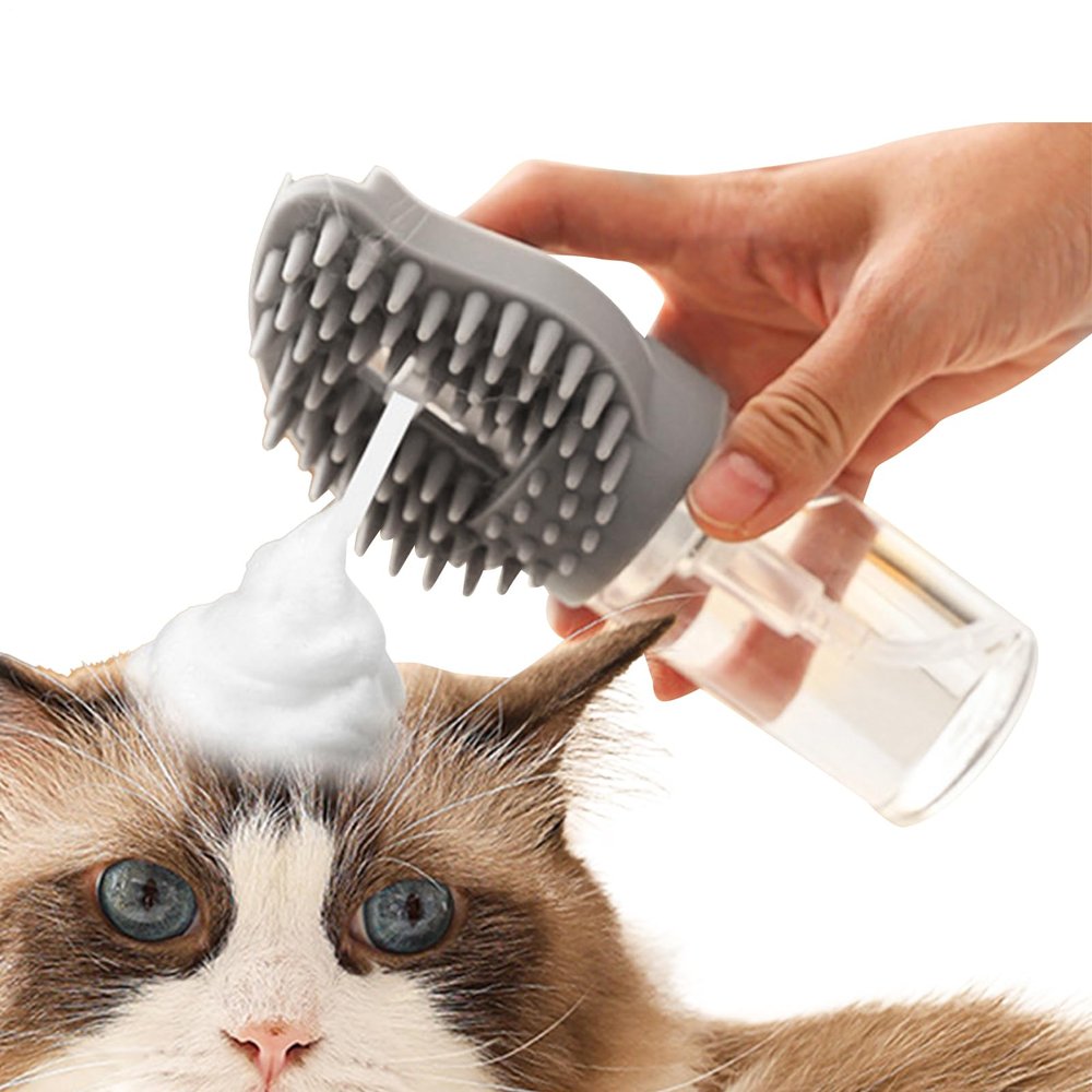 Pet Bath Brush with Soap Dispenser and Massage Comb