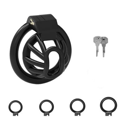 ZeeKoug Black Professional Training Chastity Cage, 4 Accessories, Easy to Wear, Long-Term Wearable, Couple Gift (M Size)