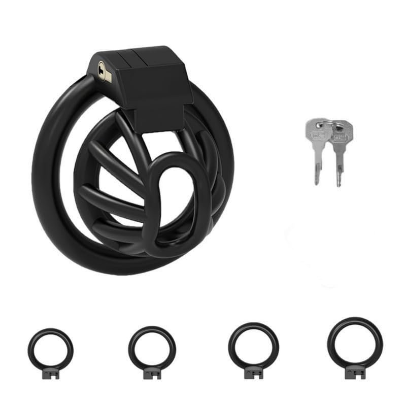 ZeeKoug Black Professional Training Chastity Cage, 4 Accessories, Easy to Wear, Long-Term Wearable, Couple Gift (M Size)