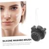 IWOWHERO Double-Sided Silicone Facial Cleansing Brush with Protective Cap, Black view 3
