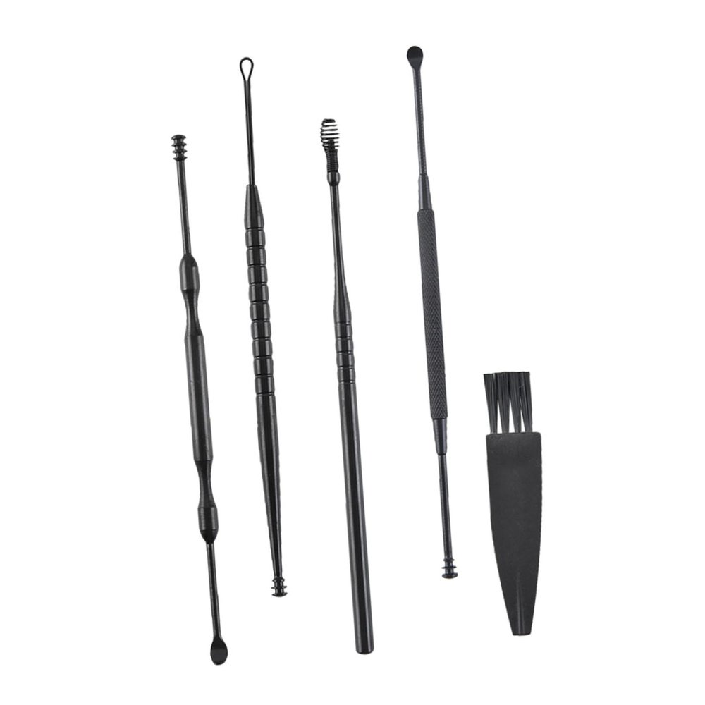 Professional Double-Headed Ear Curette, Steel, 1 Set, Black