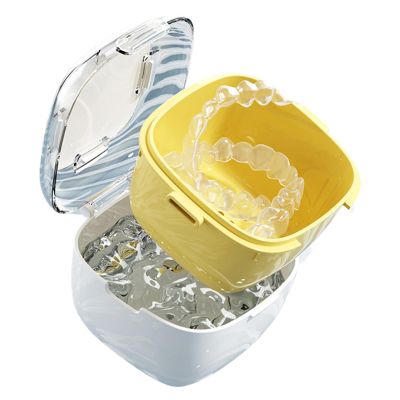 Denture Soaking Cup - Leakproof Cleaning Container with Lid