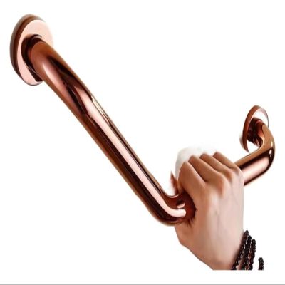 135-Degree Angled Safety Grab Bar for Shower, Elderly and Disabled Users, Towel Hanging, Non-Slip Rail (Rose Gold)
