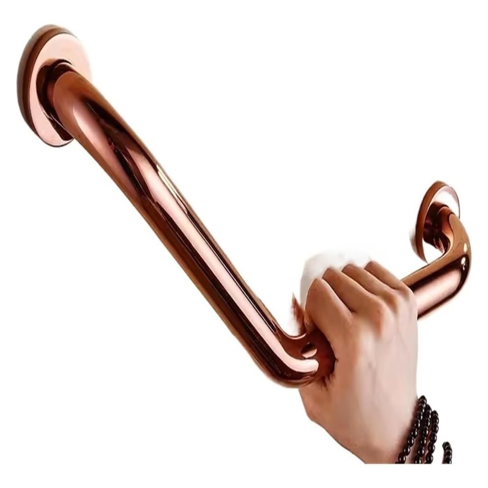 135-Degree Angled Safety Grab Bar for Shower, Elderly and Disabled Users, Towel Hanging, Non-Slip Rail (Rose Gold)