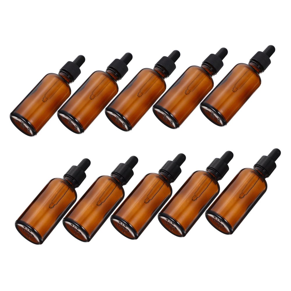 LRXIYODE 10-Pack 30 mL Amber Glass Dropper Bottles with UV Protection