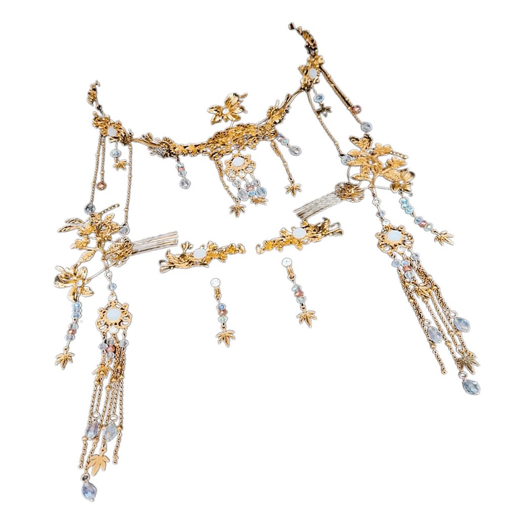 Handcrafted Chinese-Style Bridal Headpiece with Long Tassels