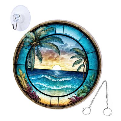 COMPUKAS Party Acrylic Beach Hanging Decor with 60 cm Chain and Suction Cup Hook for Porch, Window, and Door