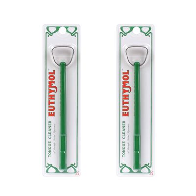 Euthymol Stainless Steel Tongue Cleaner, 14° Neck Angle, 2-Piece Set