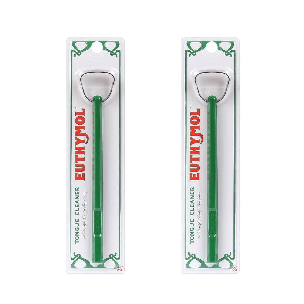 Euthymol Stainless Steel Tongue Cleaner, 14° Neck Angle, 2-Piece Set