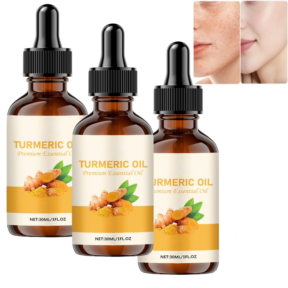Turmeric Oil for Face and Body, Brightening Anti-Aging Serum, 3-Pack