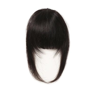100% Human Hair Fringe Bangs Clip-Ins, 3D Air Fringe Hairpiece for Women with Thinning Hair, Natural Black