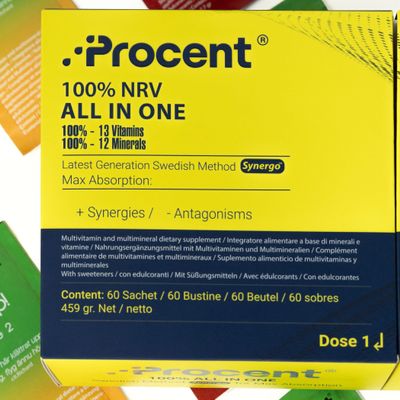 PROCENT | 100% NRV of 13 Vitamins + 12 Minerals in 2 Synergistic Doses | Swedish Next-Gen Formula | Energy & Performance | 30 Sachets
