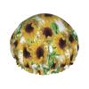 Sunflower Print Lightweight, Elastic Waterproof Double-Layer Shower Cap view 1