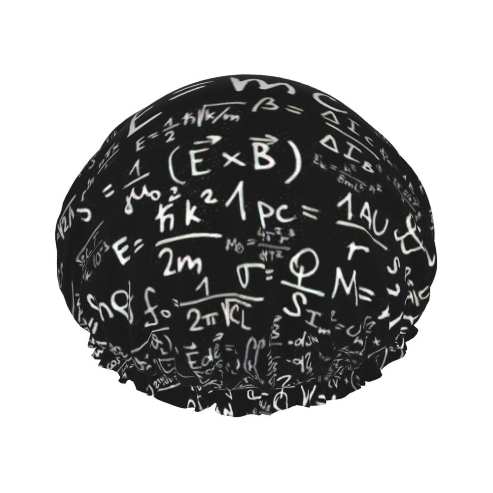 Chalkboard Wallpaper Print Lightweight Double-Layer Waterproof Shower Cap