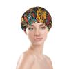 Sugar and Skulls Print Lightweight, Elastic, Waterproof Double-Layer Shower Cap view 3