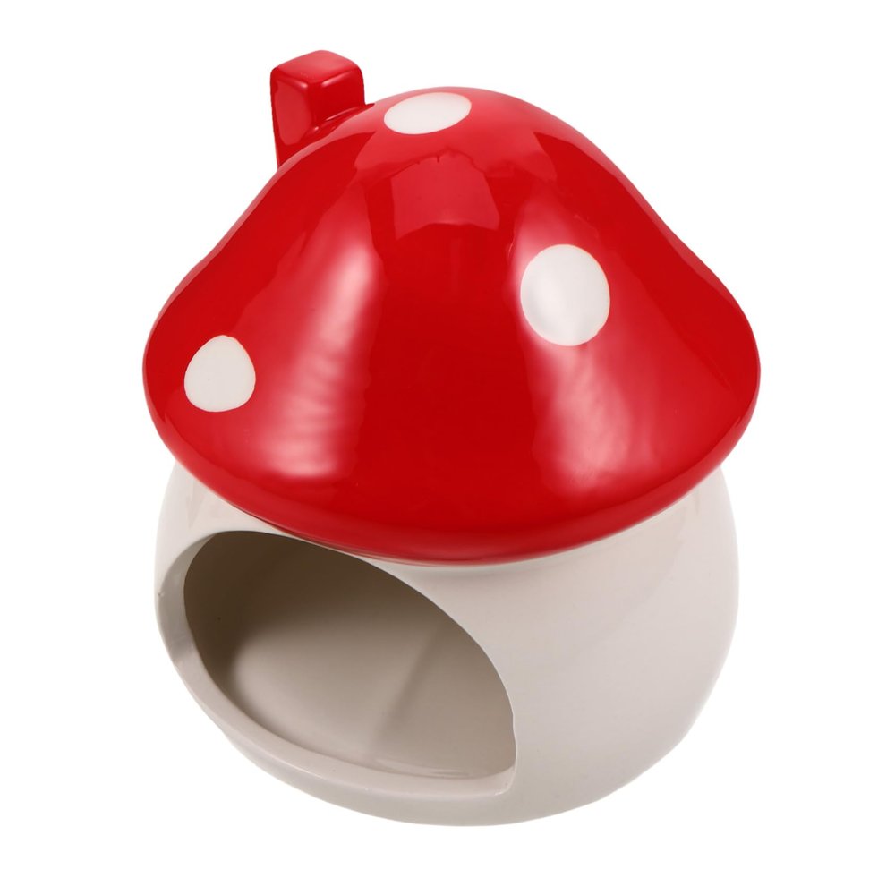 ibasenice Ceramic Mushroom-Shaped Hamster House Hideout