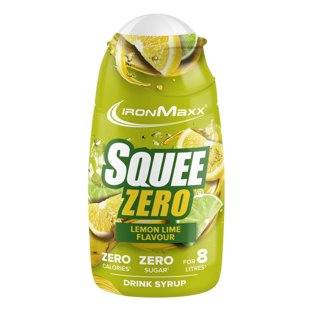IronMaxx SqueeZero - Lemon Lime 65 ml | Sugar-Free, Zero-Calorie Syrup | Makes 8 Liters of Refreshing Drink | Perfect for On the Go