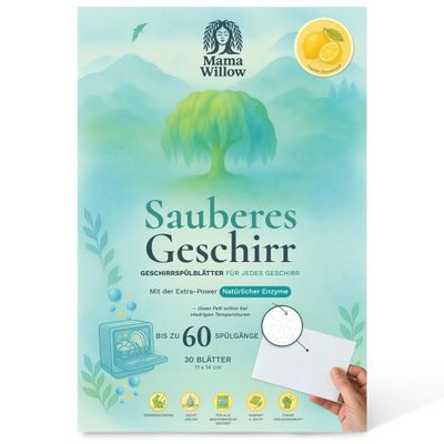 Mama Willow Dishwasher Sheets (30 Count) – Plant-Based Surfactants & Enzymes